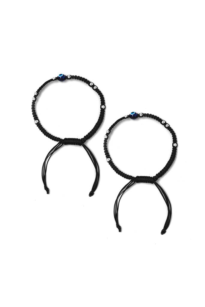 Silberry 925 Sterling Silver Evil Eye Thread Pair Of Anklets : MSA34