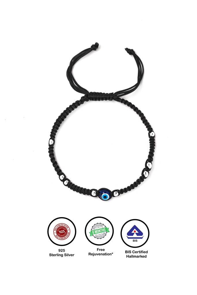 Silberry 925 Sterling Silver Evil Eye Thread Pair Of Anklets : MSA34