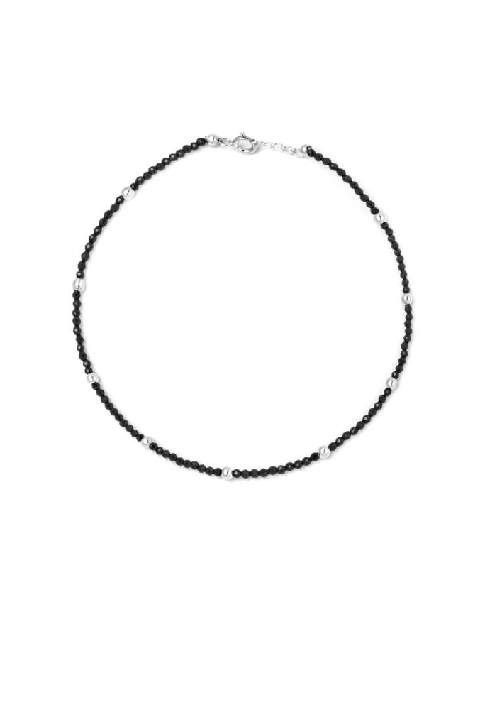 Silberry 925 Sterling Silver Minimal Black Beads Anklets : MSA9