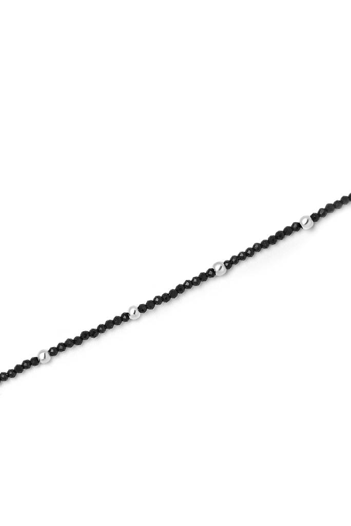 Silberry 925 Sterling Silver Minimal Black Beads Anklets : MSA9