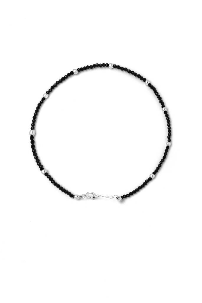 Silberry 925 Sterling Silver Minimal Black Beads Anklets : MSA9