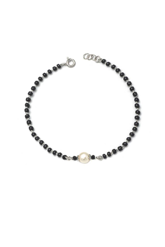 Silberry 925 Sterling Silver Fresh Pearl Mangalutra Bracelet : MSB3