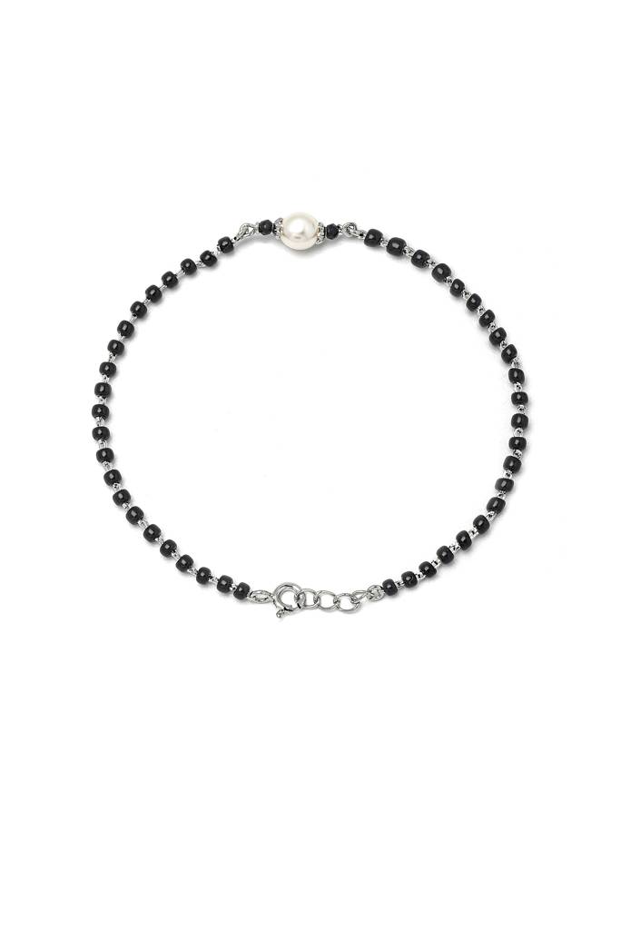 Silberry 925 Sterling Silver Fresh Pearl Mangalutra Bracelet : MSB3