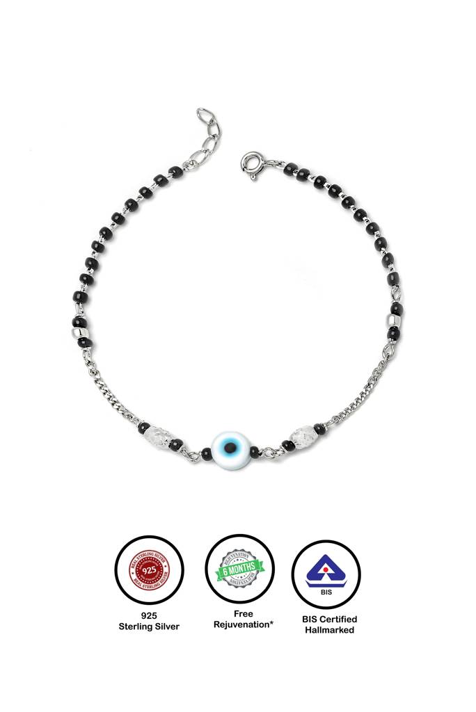 Silberry 925 Sterling Silver Ethereal Evil Eye Mangalsutra Bracelet : MSB7