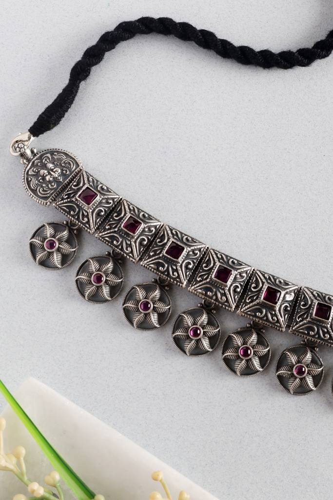 Silver Temple Kempstone Choker : MSEPKPR12
