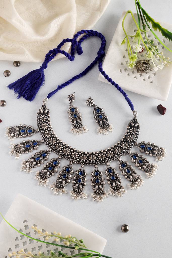 Blue Kempstone Silver Neckalce Set : MSEPKPR2