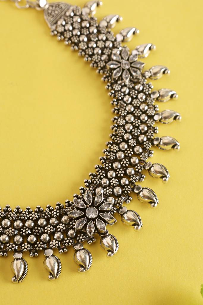 Cz Silver Tribal Short Necklace : MSEPKPR37