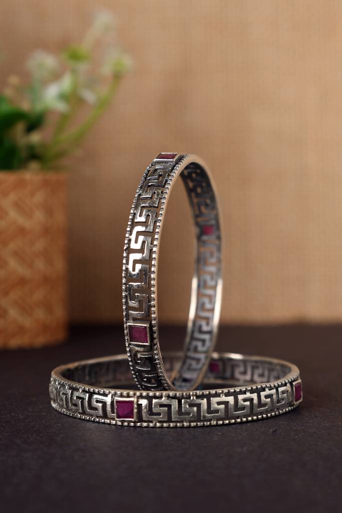 Red Onyx Silver Bangles : MSEPKPR71