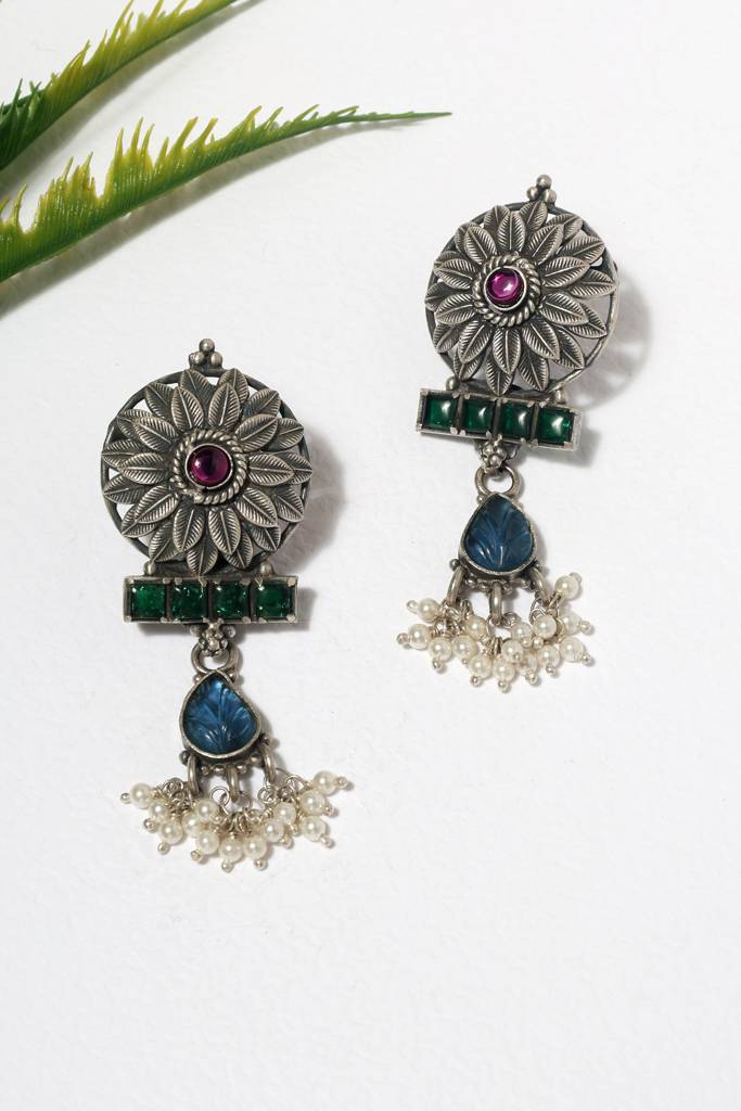 Blue Pink Kempstone Pearl Earrings : MSEPKPR89