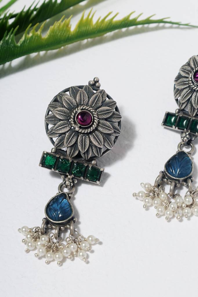 Blue Pink Kempstone Pearl Earrings : MSEPKPR89
