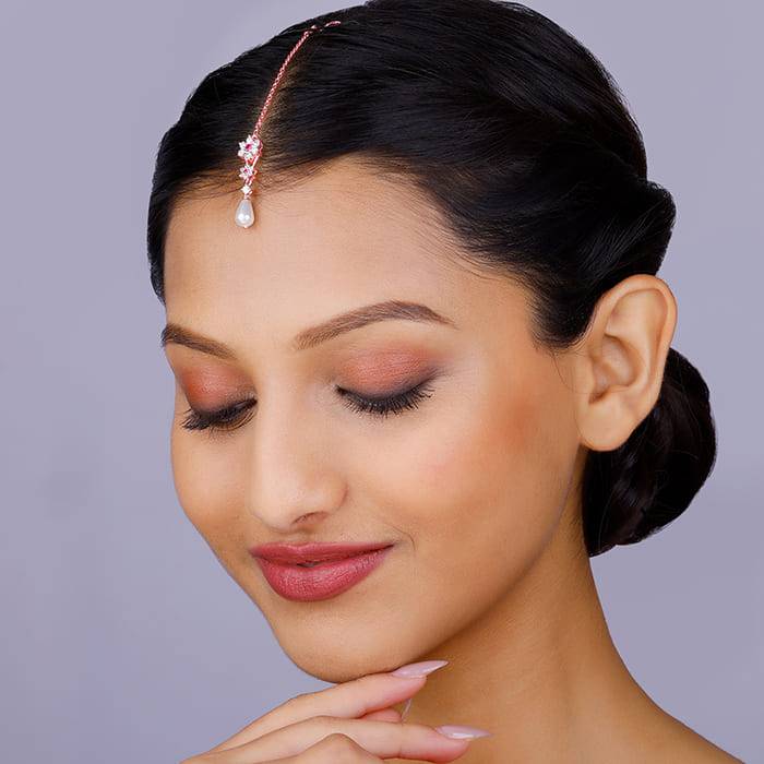 Giva 925 Sterling Silver Rose Gold Pearl-Kissed Drops Maang Tikka| Gifts For Women And Gir : MT01