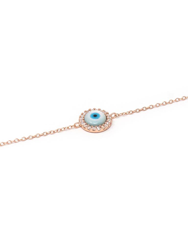 Mannash Halo Evil Eye Rose Gold Plated 925 Sterling Silver Chain Bracelet