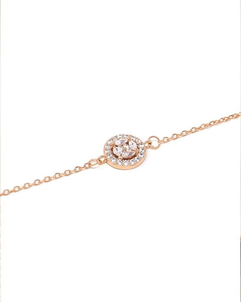 Minimal Cluster Rose Gold Plated Sterling Silver Chain Bracelet : MZRBC403D913