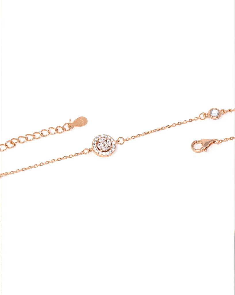Minimal Cluster Rose Gold Plated Sterling Silver Chain Bracelet : MZRBC403D913