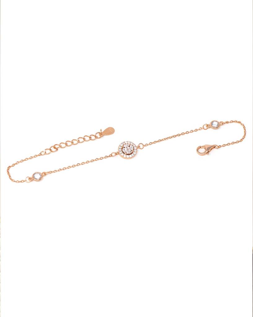 Minimal Cluster Rose Gold Plated Sterling Silver Chain Bracelet : MZRBC403D913