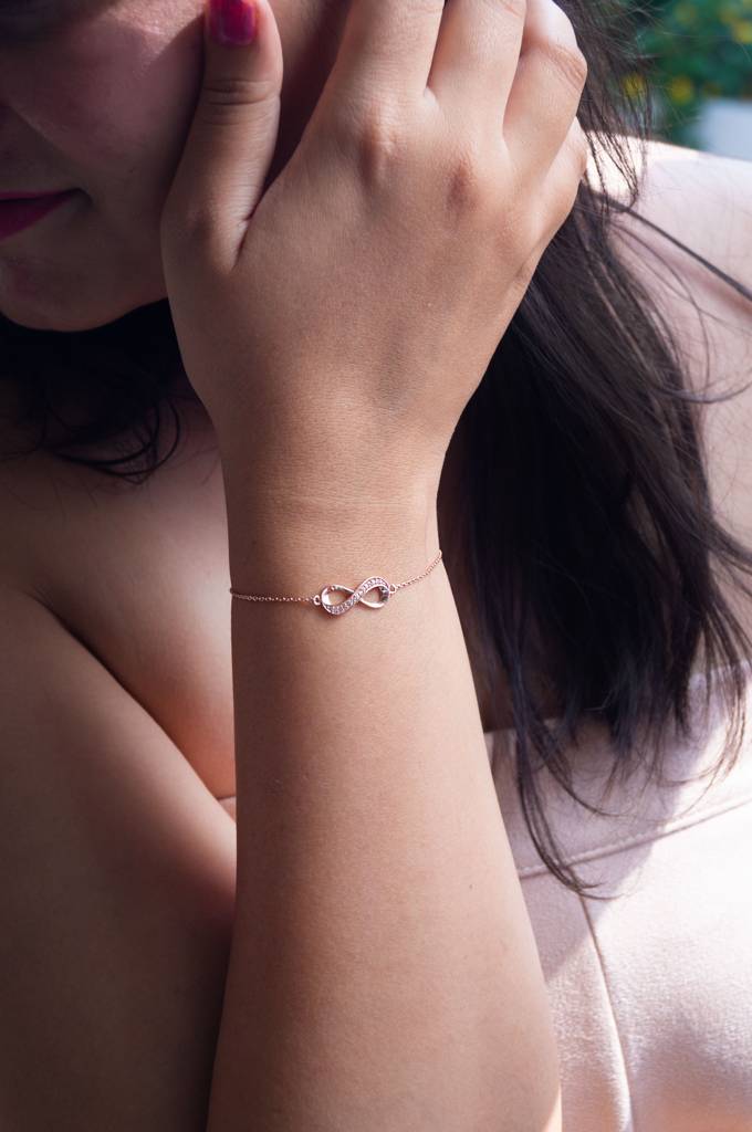 Pretty Infinity Rose Gold Plated Sterling Silver Chain Bracelet : MZRBC536D1819