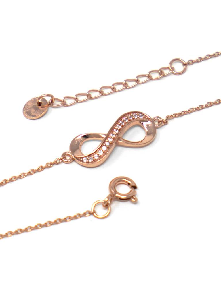 Pretty Infinity Rose Gold Plated Sterling Silver Chain Bracelet : MZRBC536D1819