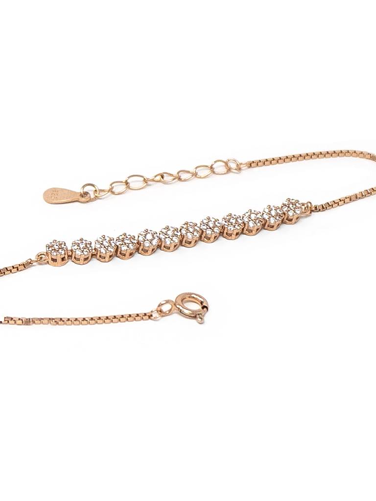 Blinging Clusters Rose Gold Plated Sterling Silver Chain Bracelet : MZRBC553D1315