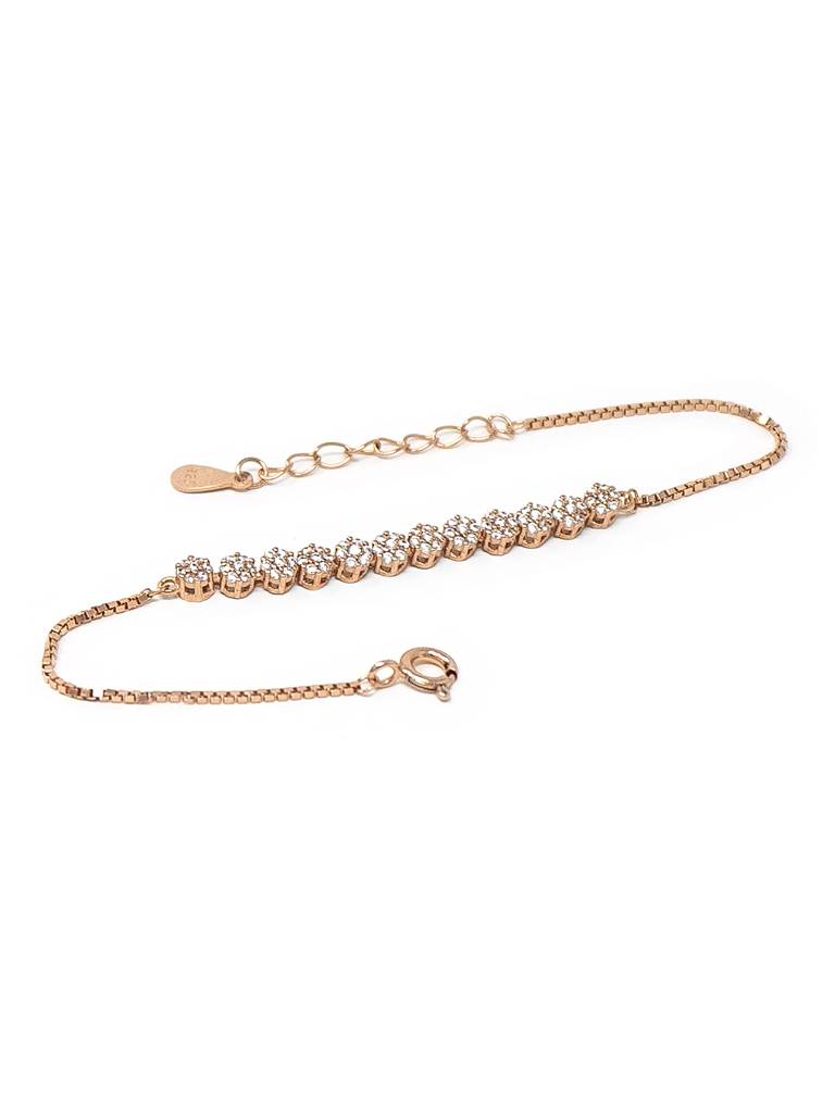 Blinging Clusters Rose Gold Plated Sterling Silver Chain Bracelet : MZRBC553D1315