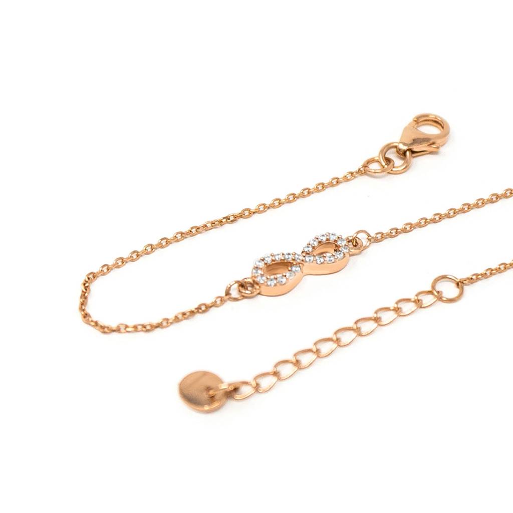 Pretty Tiny Infinity Rose Gold Plated Sterling Silver Chain Bracelet : MZRBC620D1480