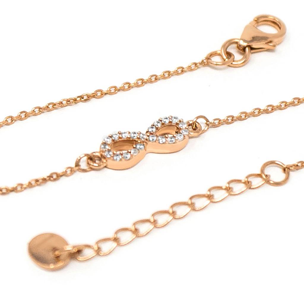 Pretty Tiny Infinity Rose Gold Plated Sterling Silver Chain Bracelet : MZRBC620D1480