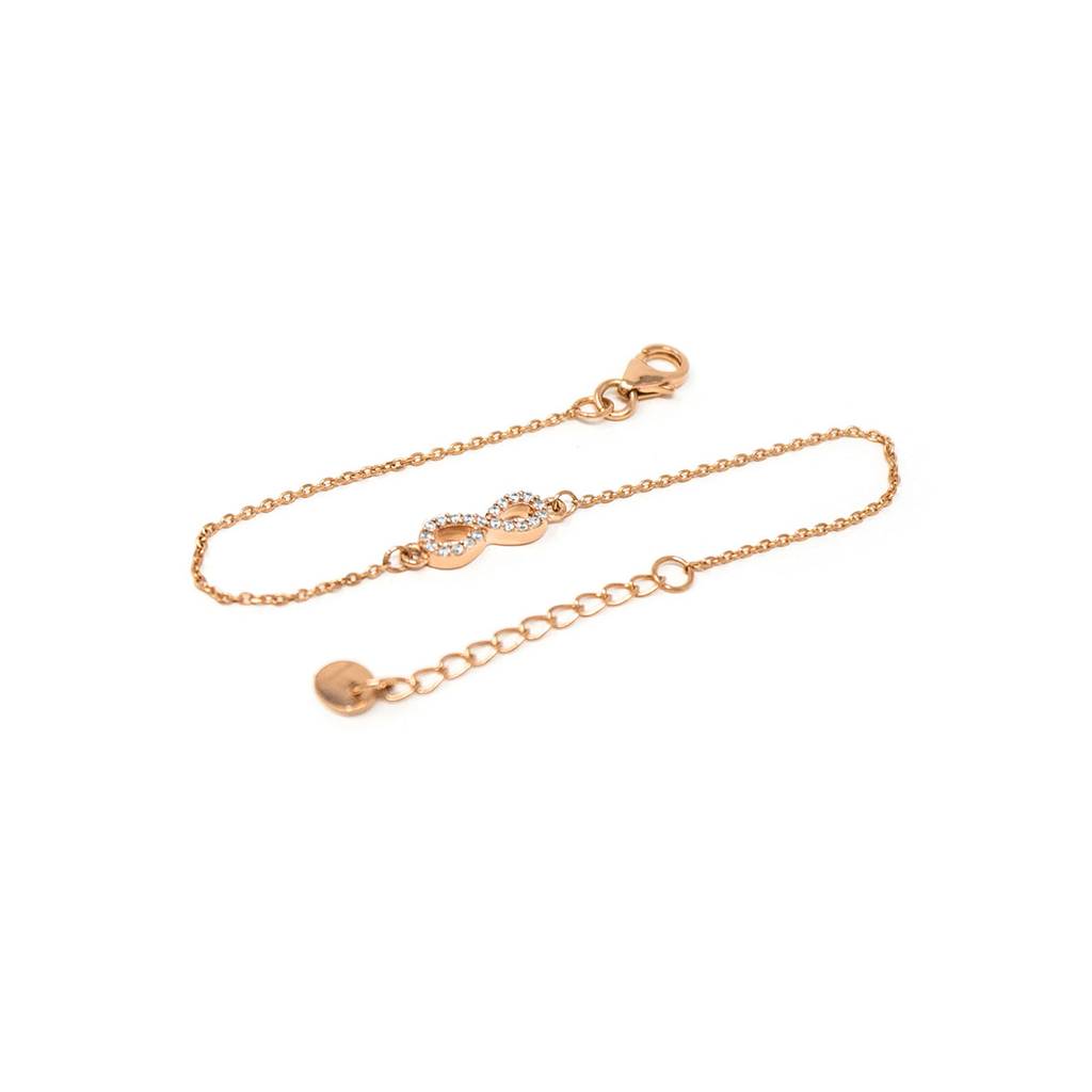 Pretty Tiny Infinity Rose Gold Plated Sterling Silver Chain Bracelet : MZRBC620D1480