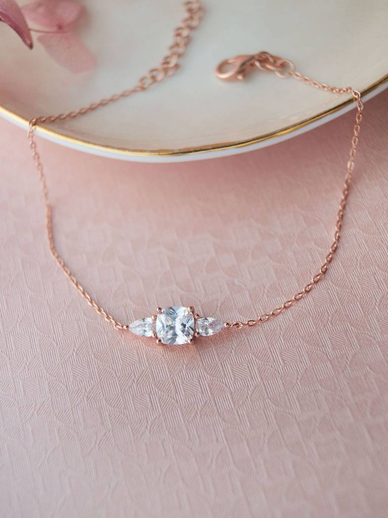 Mannash Pretty Princess Solitiare Rose Gold Plated Sterling Silver Chain Bracelet : MZRBC685D1656