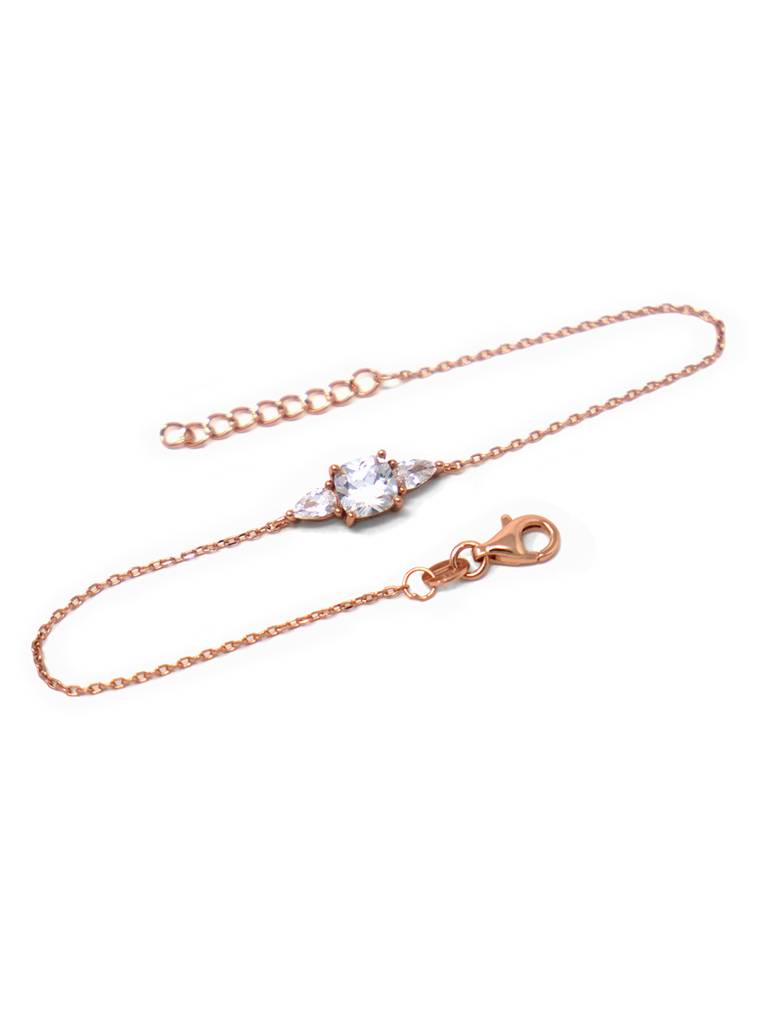 Mannash Pretty Princess Solitiare Rose Gold Plated Sterling Silver Chain Bracelet : MZRBC685D1656