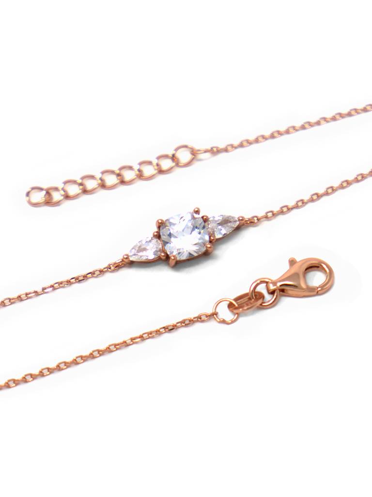 Mannash Pretty Princess Solitiare Rose Gold Plated Sterling Silver Chain Bracelet : MZRBC685D1656