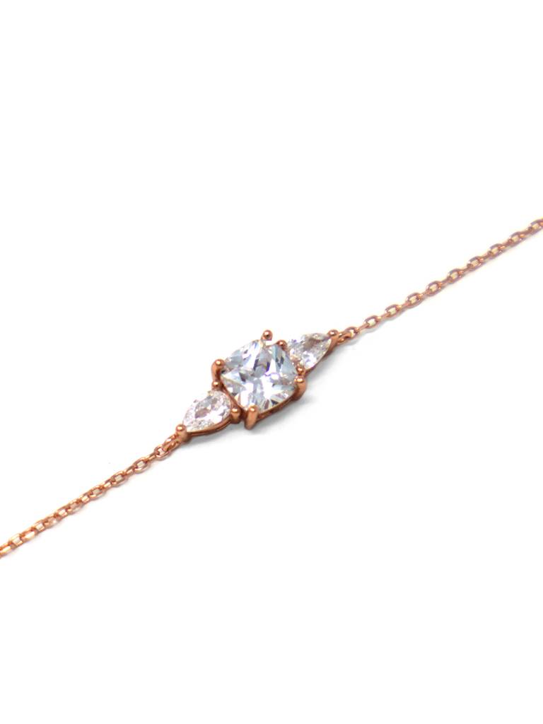 Mannash Pretty Princess Solitiare Rose Gold Plated Sterling Silver Chain Bracelet : MZRBC685D1656
