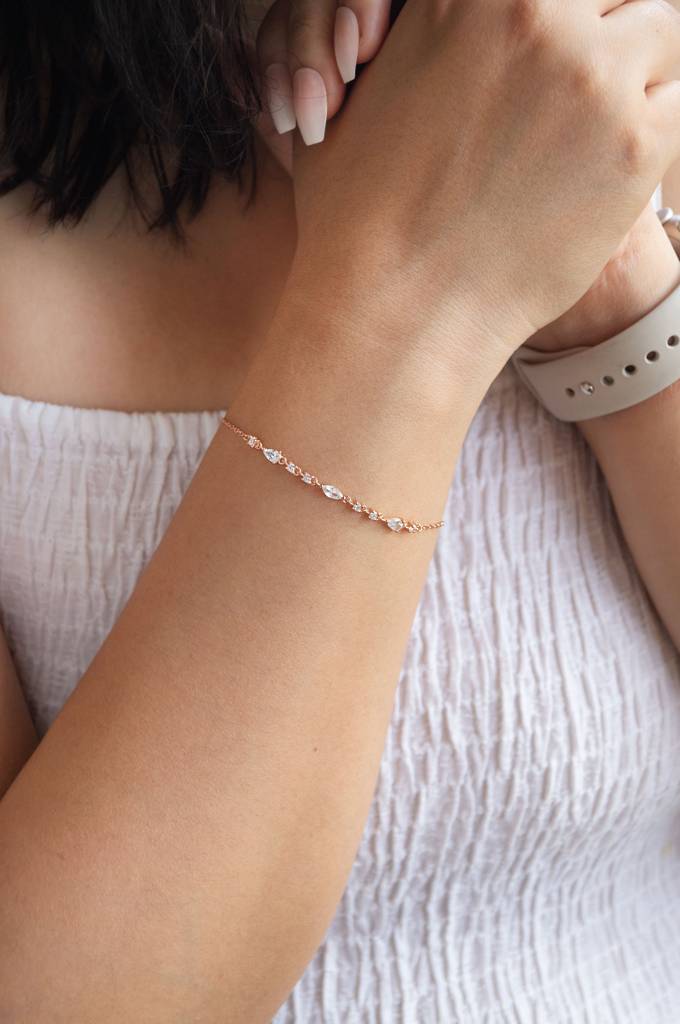 Sleek Ornate Rose Gold Plated Sterling Silver Chain Bracelet : MZRBC812D1919