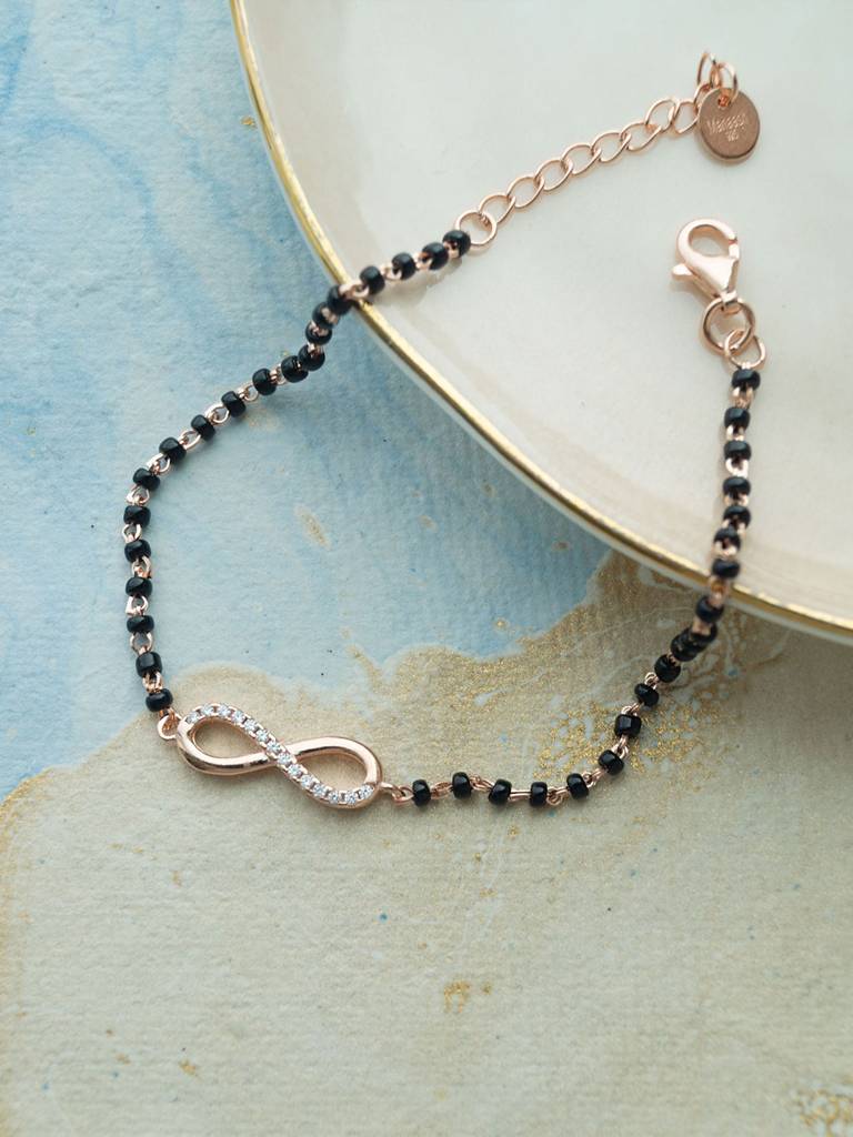 Together Till Infinity Rose Gold Plated Sterling Silver Mangalsutra Bracelet : MZRBM867D2002
