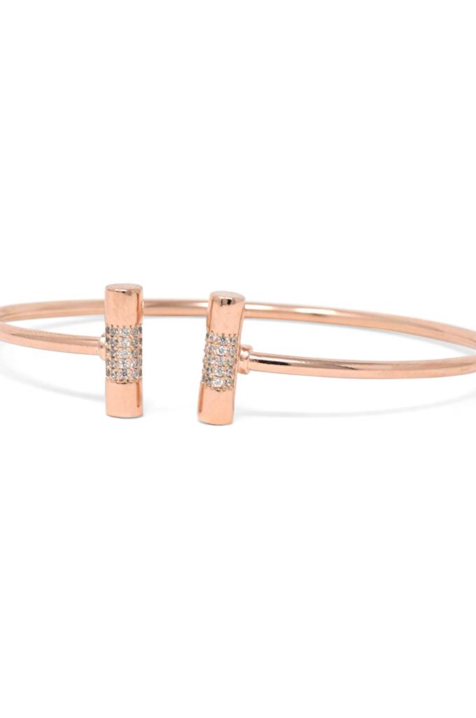 Shimmering Bar Rose Gold Plated Sterling Silver Adjustable Bracelet : MZRBO437D1005