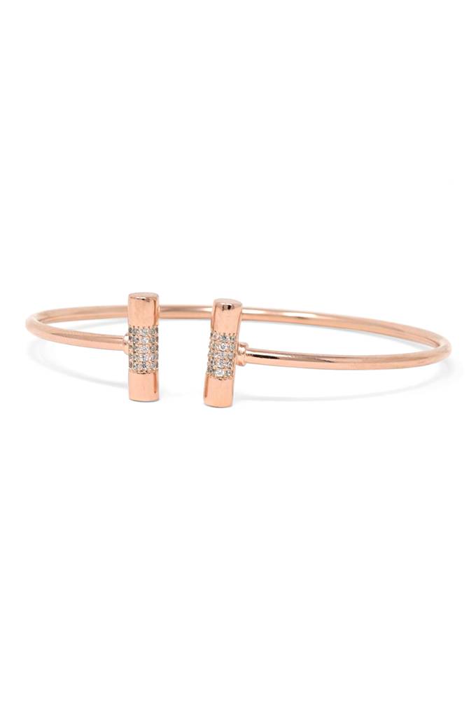 Shimmering Bar Rose Gold Plated Sterling Silver Adjustable Bracelet : MZRBO437D1005