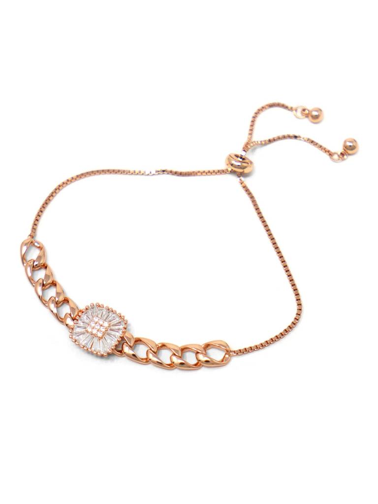 Elegant Cuban Rose Gold Plated Chain Sterling Silver Pull Chain Adjustable Bracelet : MZRBP683D1654