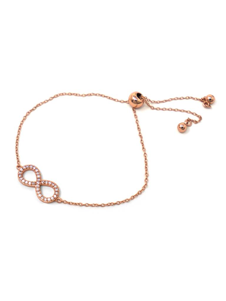 Mannash Minimal Infinity Rose Gold Plated Sterling Silver Pull Chain Adjustable Bracelet : MZRBP689D1660