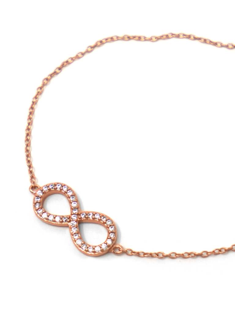 Mannash Minimal Infinity Rose Gold Plated Sterling Silver Pull Chain Adjustable Bracelet : MZRBP689D1660