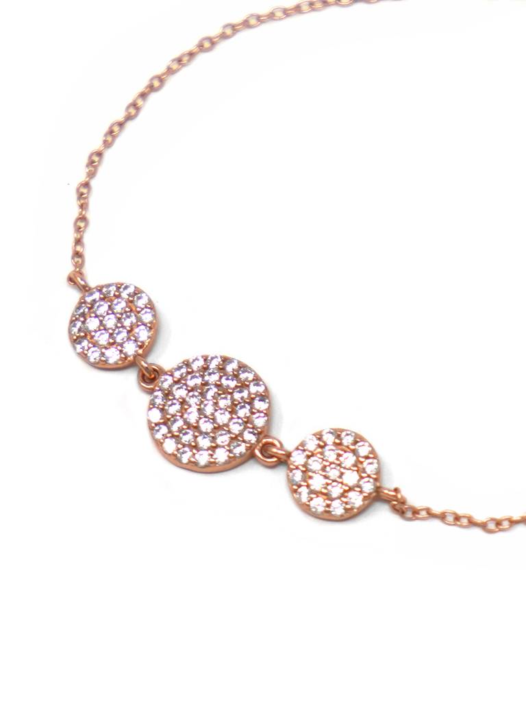 Mannash Circles Arm Candy Rose Gold Plated Sterling Silver Pull Chain Adjustable Bracelet : MZRBP753D1751