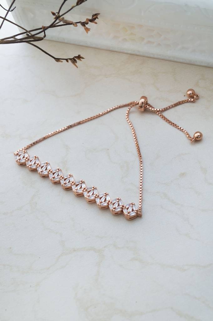 Mannash Sparkling Circlets Rose Gold Plated Sterling Silver Adjustable Bracelet : MZRBP785D1839