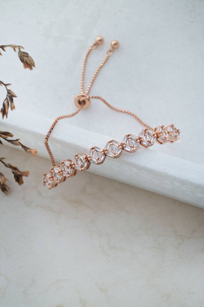 Mannash Sparkling Circlets Rose Gold Plated Sterling Silver Adjustable Bracelet : MZRBP785D1839