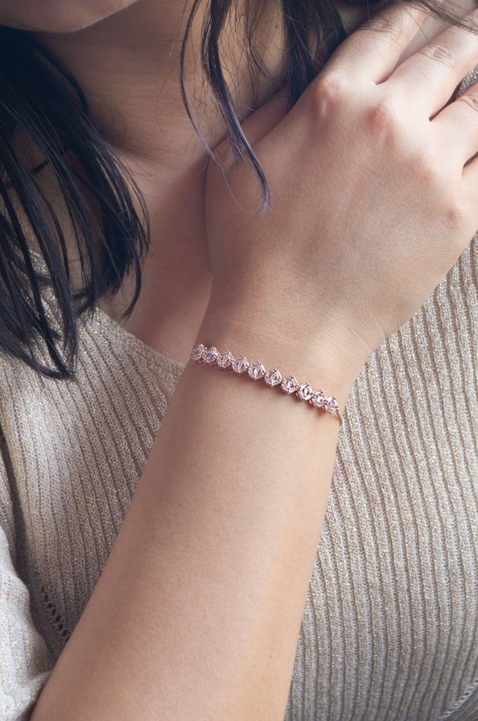 Mannash Sparkling Circlets Rose Gold Plated Sterling Silver Adjustable Bracelet : MZRBP785D1839