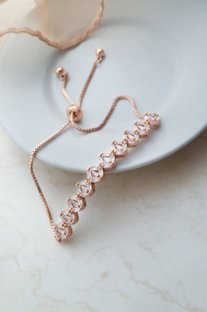 Mannash Sparkling Circlets Rose Gold Plated Sterling Silver Adjustable Bracelet : MZRBP785D1839