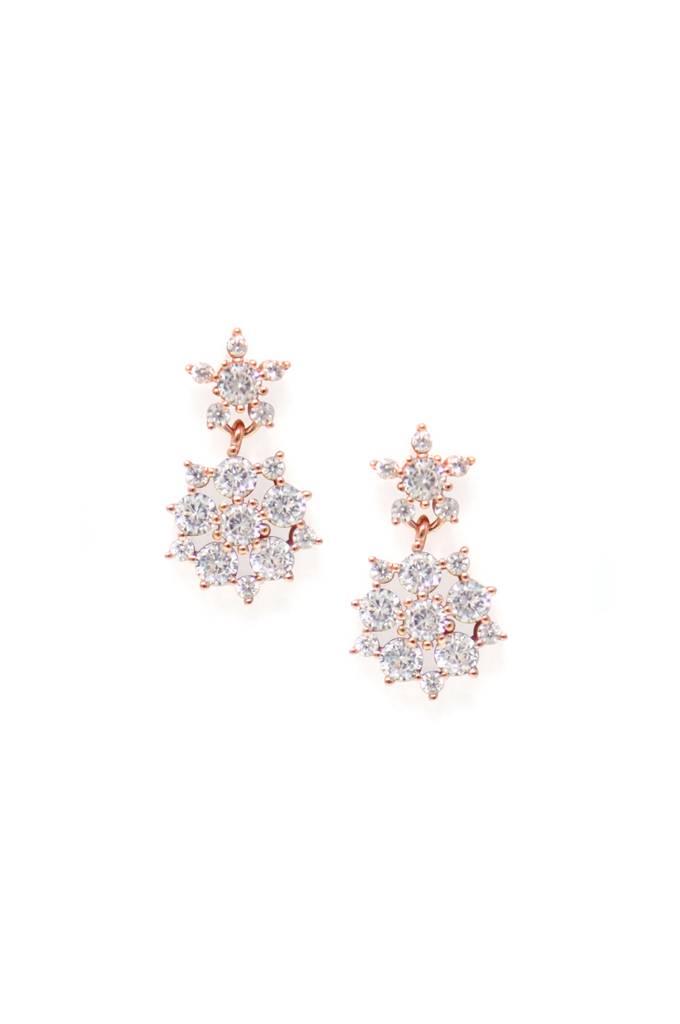 Mannash Twinkling Danglers Rose Gold Plated Sterling Silver Earrings : MZREG719D1702