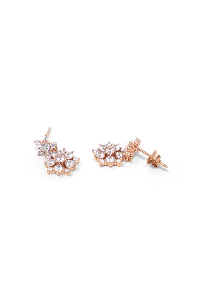 Mannash Twinkling Danglers Rose Gold Plated Sterling Silver Earrings : MZREG719D1702