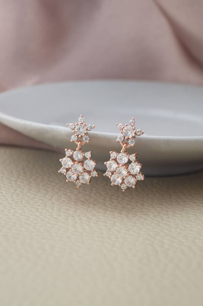Mannash Twinkling Danglers Rose Gold Plated Sterling Silver Earrings : MZREG719D1702