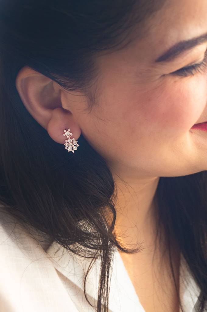 Mannash Twinkling Danglers Rose Gold Plated Sterling Silver Earrings : MZREG719D1702