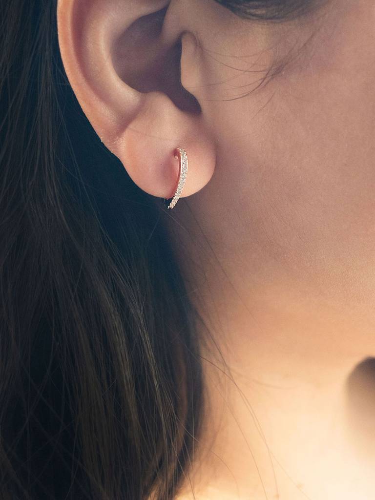 Heart Line Rose Gold Plated Sterling Silver Hoop Earrings