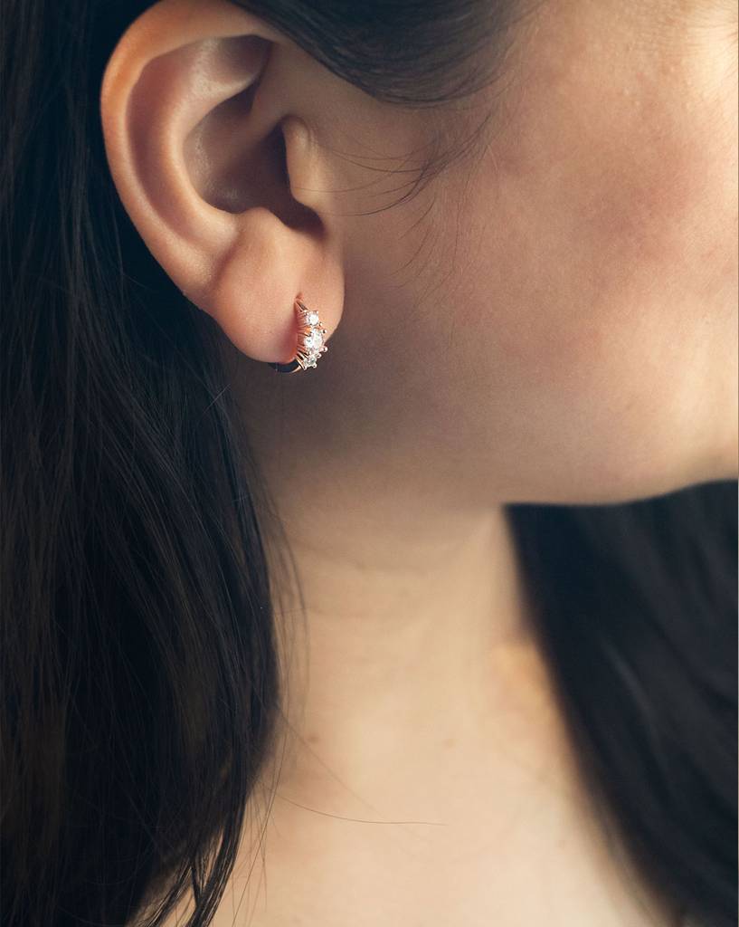Past Present And Future Rose Gold Plated Sterling Silver Hoop Earrings : MZREH560D1324