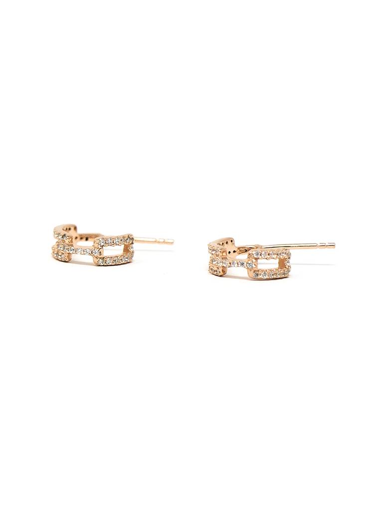 Interlinked Trendy Rose Gold Plated Sterling Silver French Hoop Earrings : MZREH609D1459