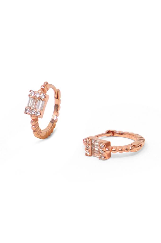 Mannash Cherished Cluster Rose Gold Plated Sterling Silver Hoop Earrings : MZREH706D1681